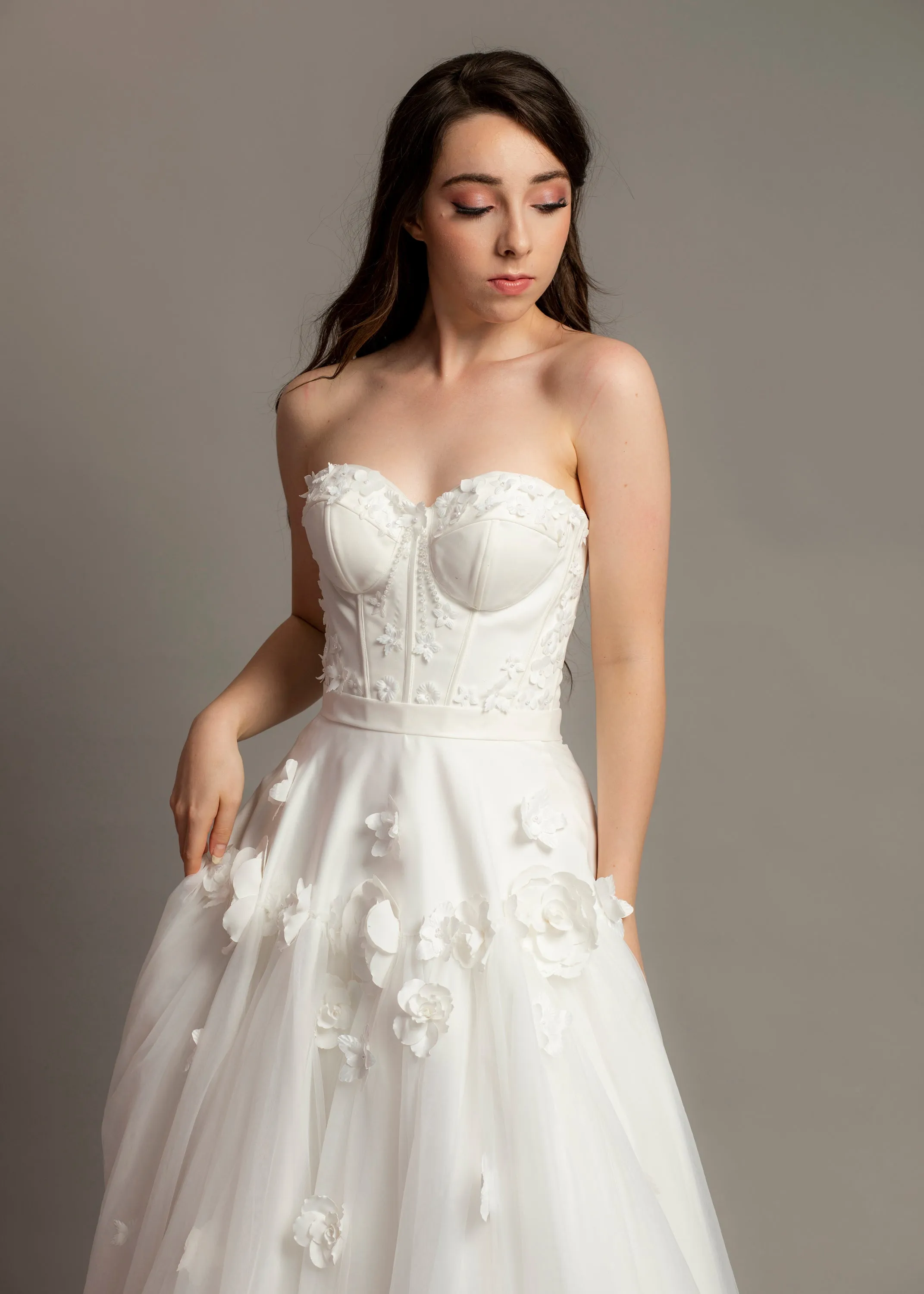 3D Flower corset top wedding dress