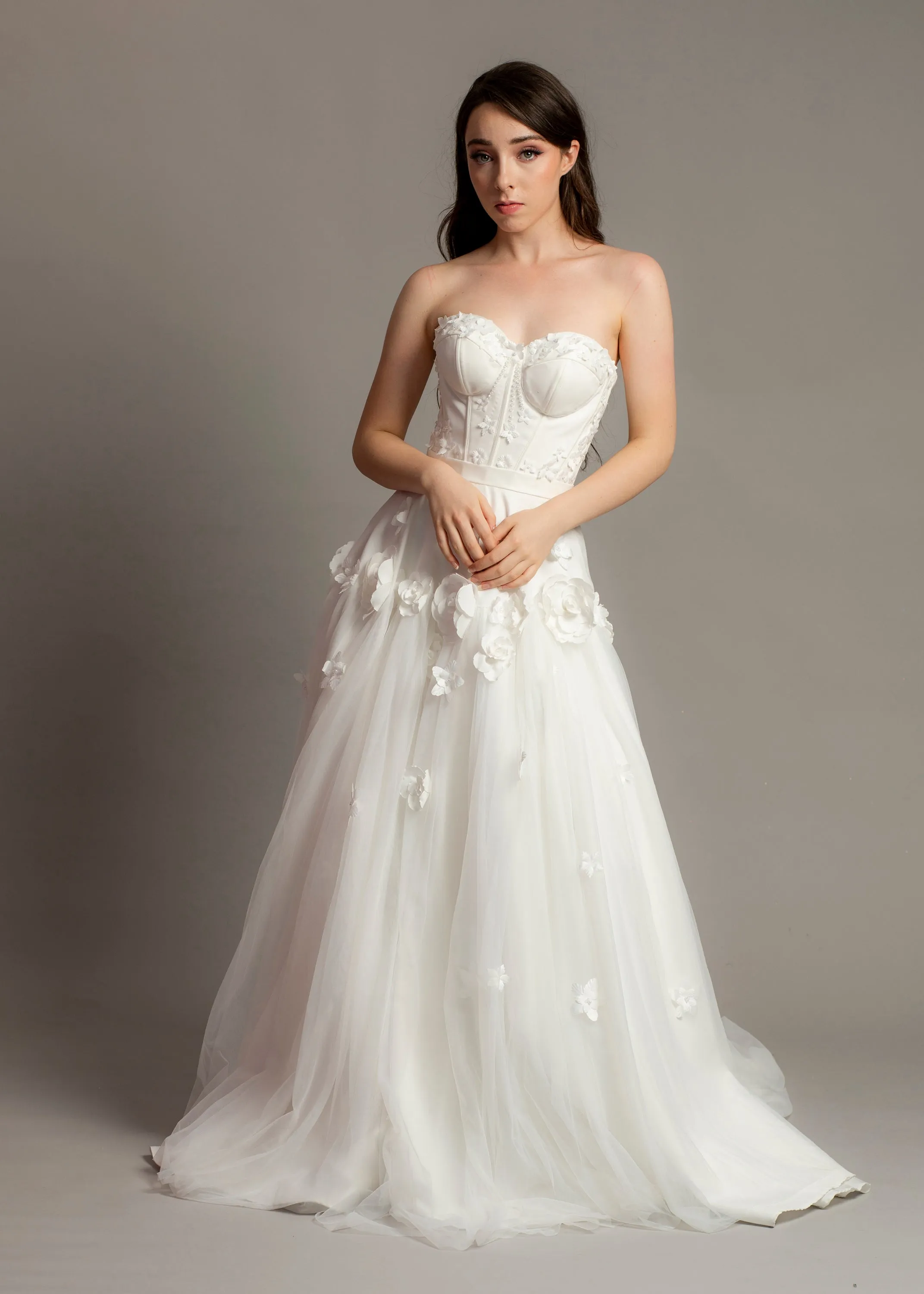 3D Flower corset top wedding dress