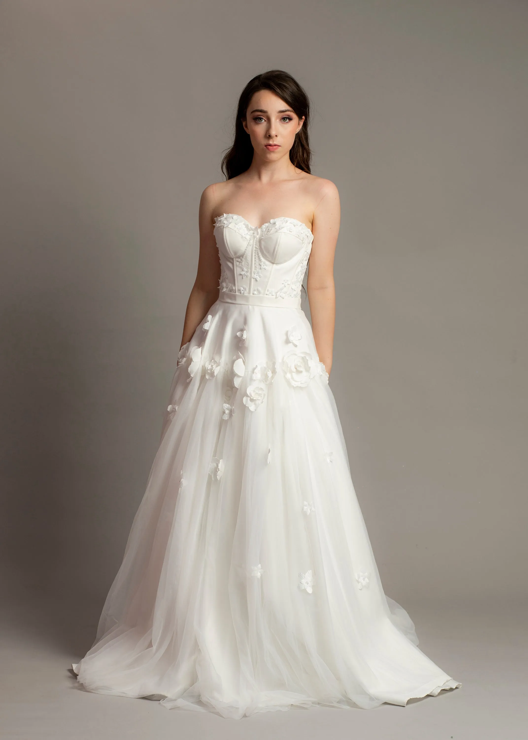 3D Flower corset top wedding dress