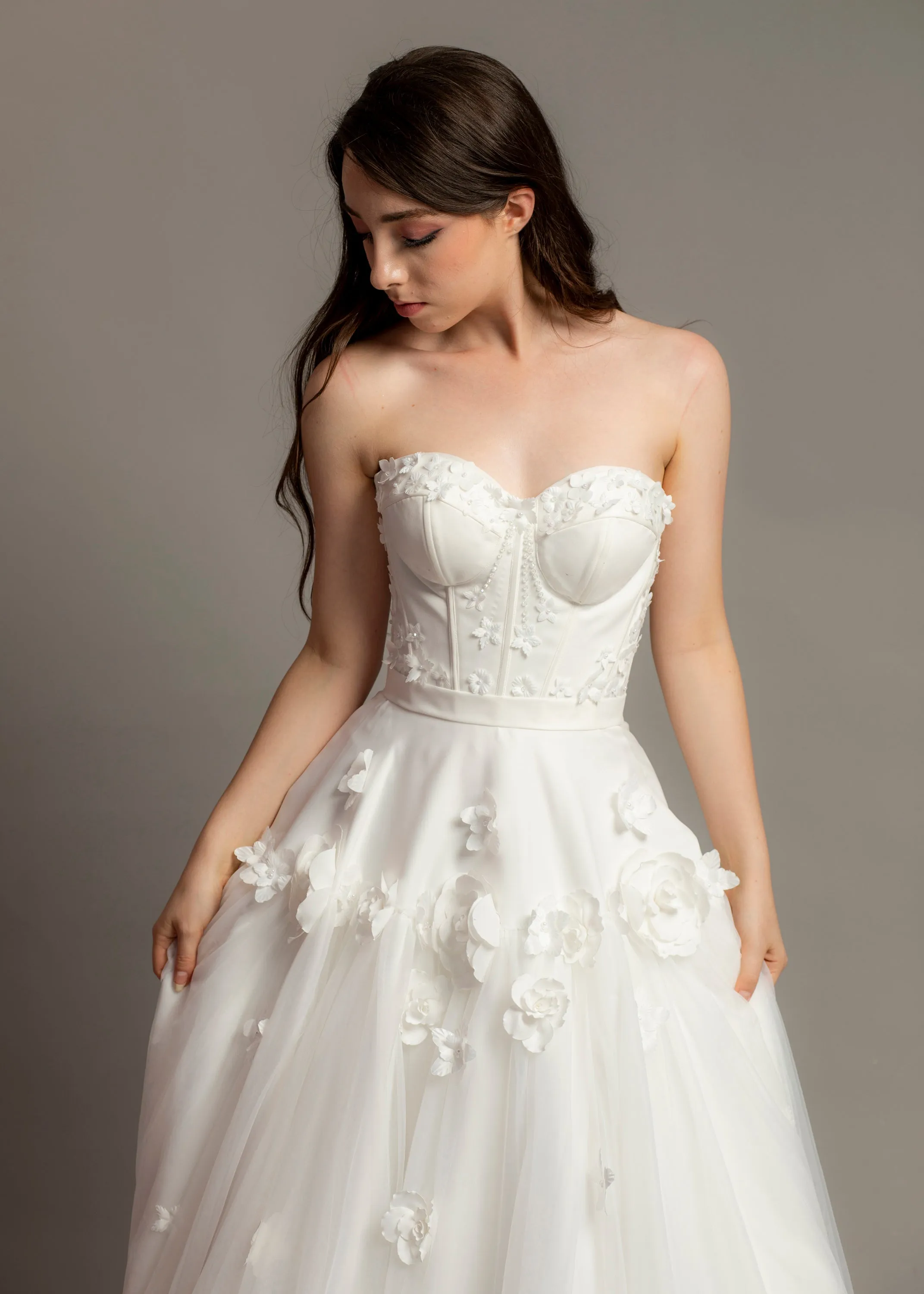 3D Flower corset top wedding dress