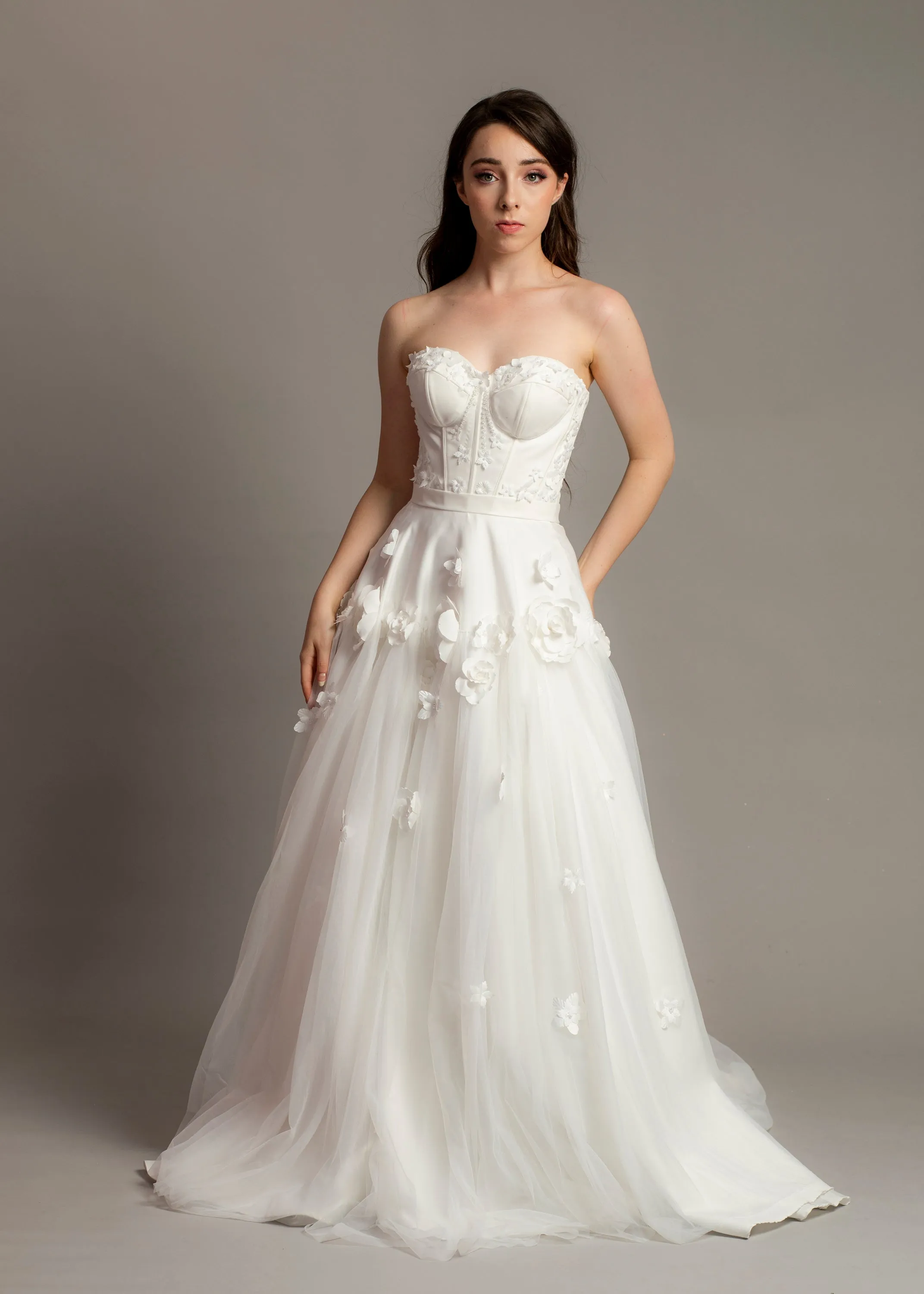 3D Flower corset top wedding dress