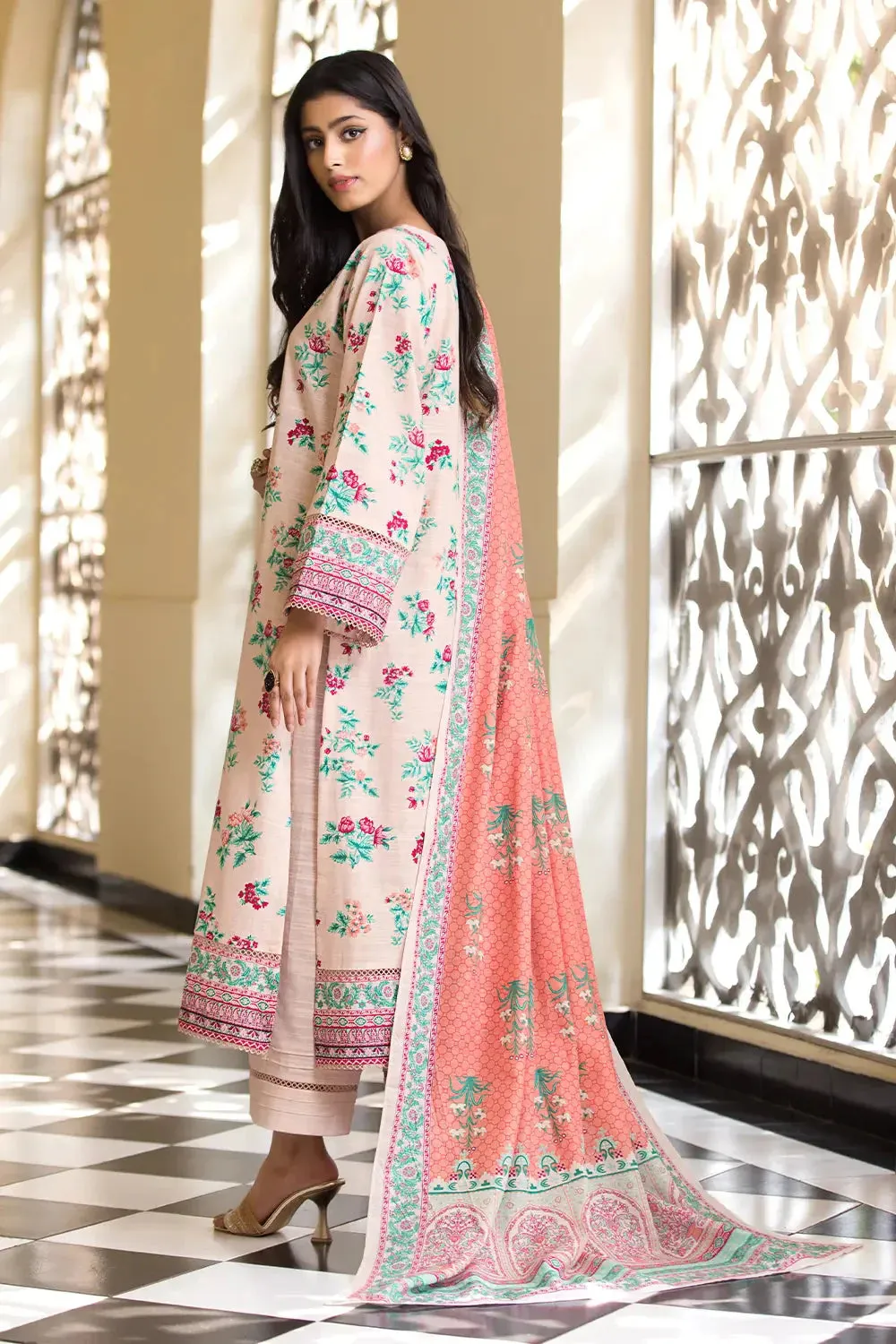 3PC Printed Unstitched Khaddar Suit KKH-2875