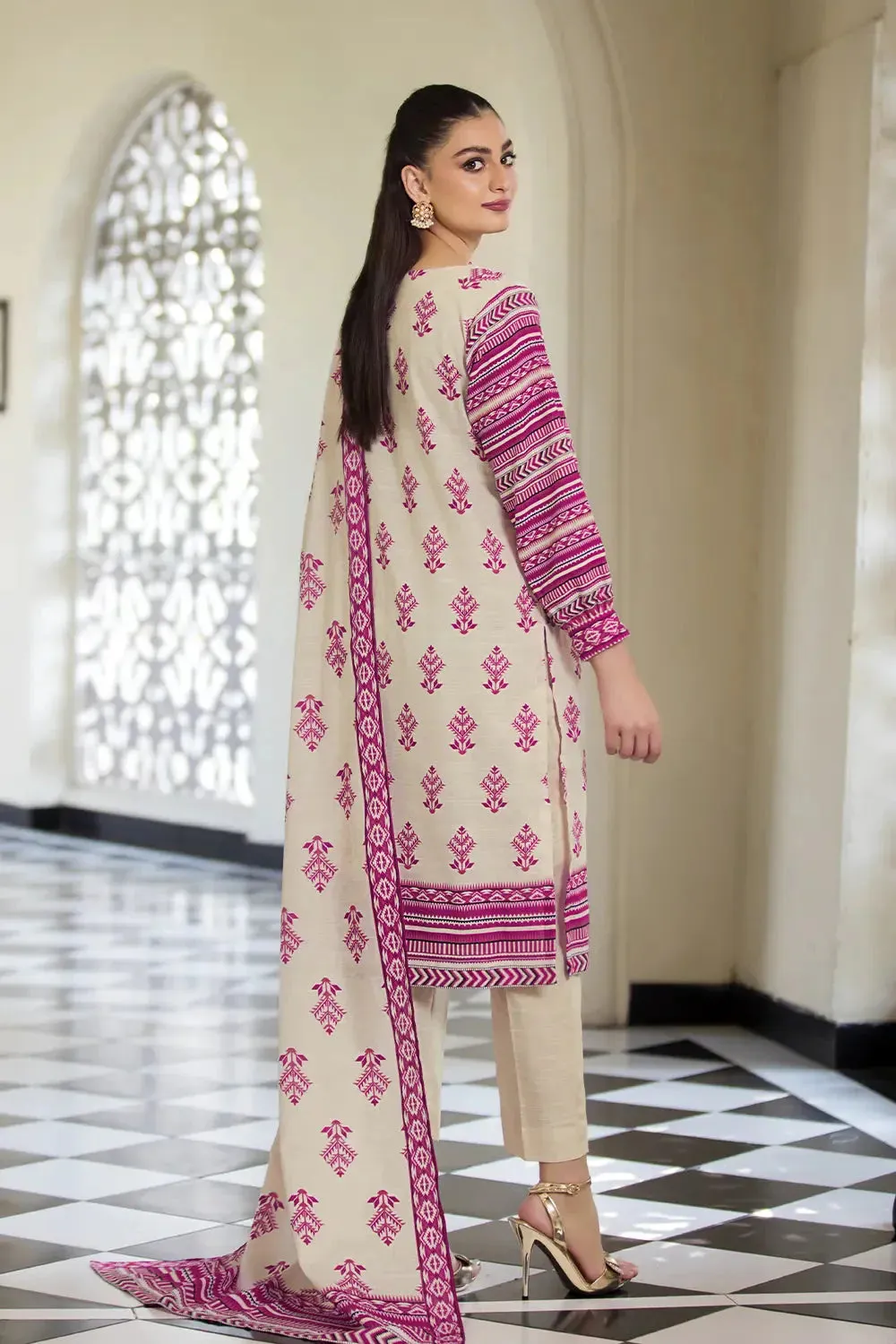 3PC Printed Unstitched Khaddar Suit KKH-2885