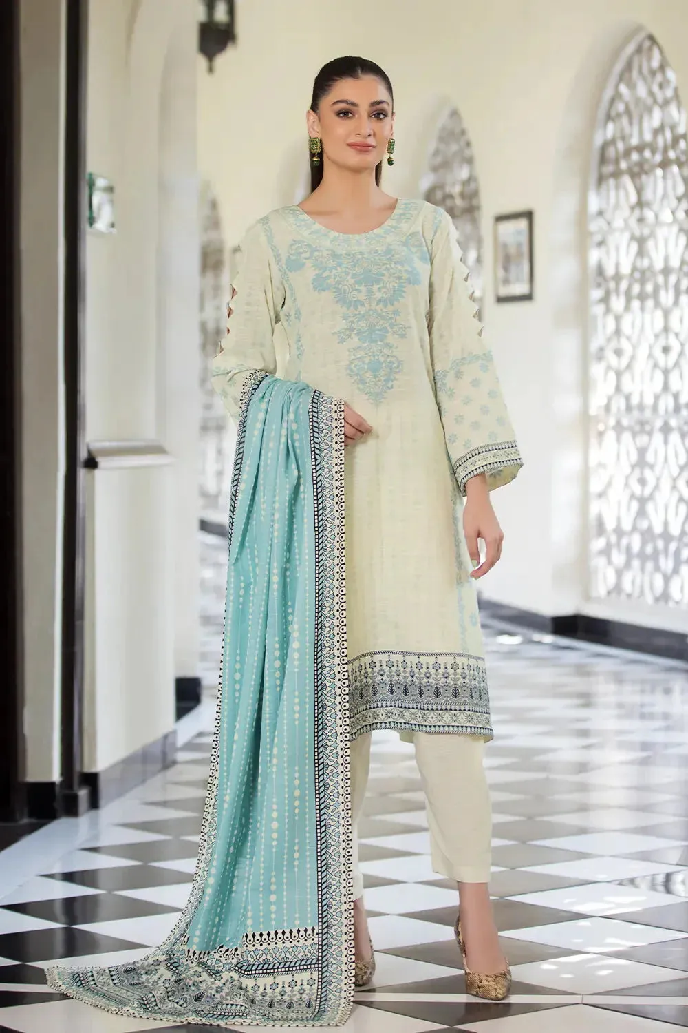 3PC Printed Unstitched Khaddar Suit KKH-2888