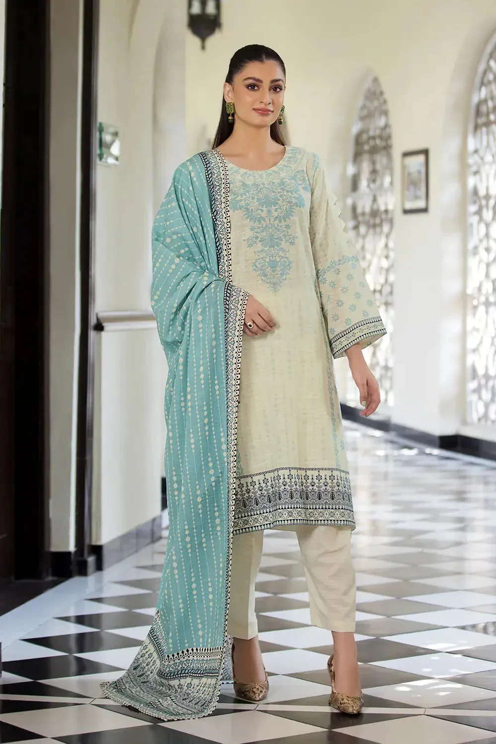 3PC Printed Unstitched Khaddar Suit KKH-2888