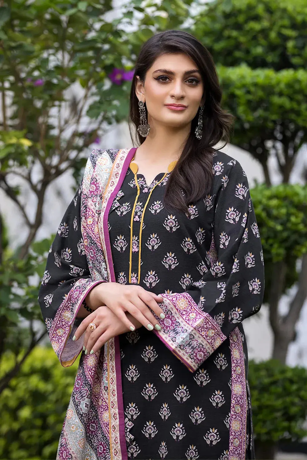 3PC Printed Unstitched Khaddar Suit KKH-2899