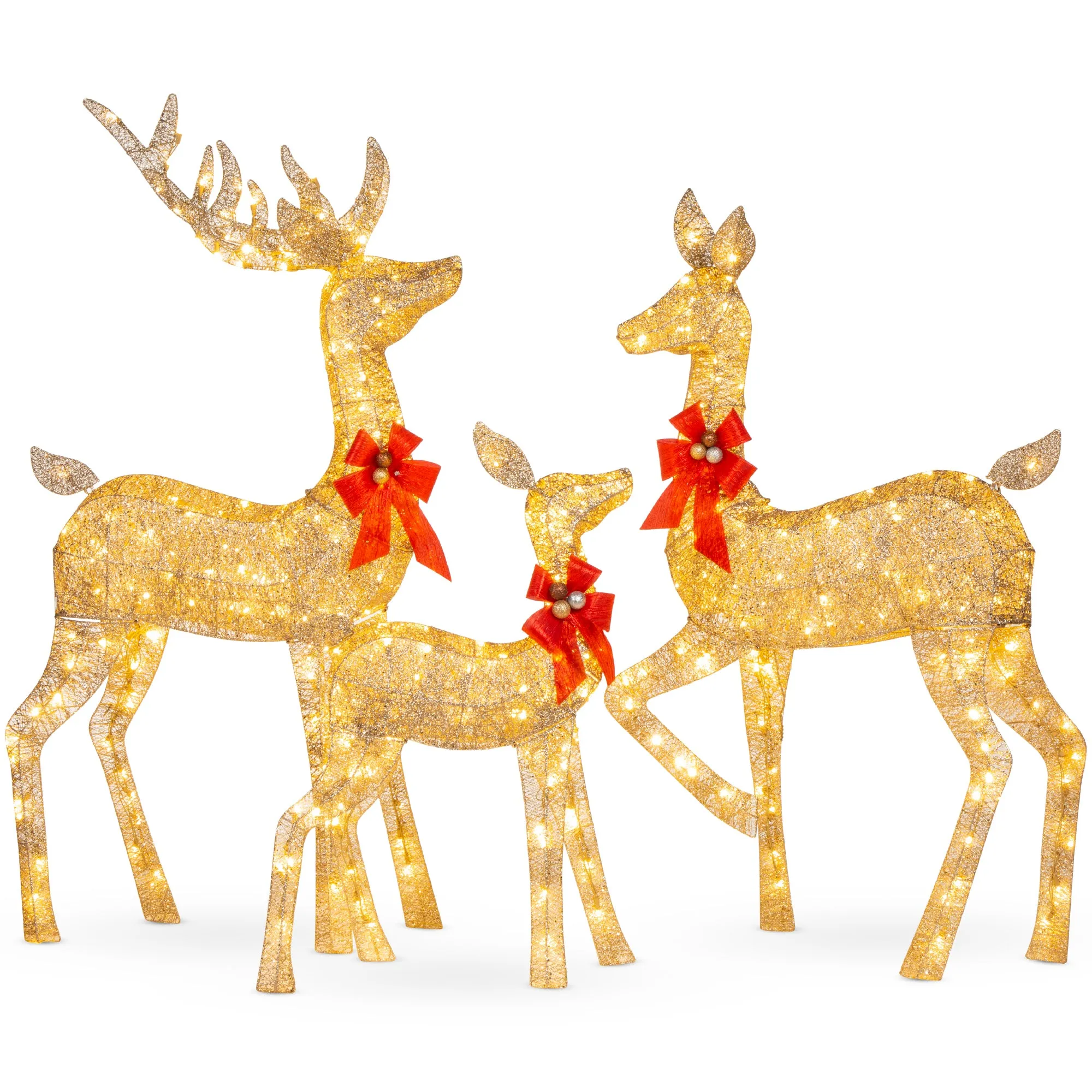 6.5ft 3-Piece Lighted Christmas Deer Set Outdoor Decor with LED Lights