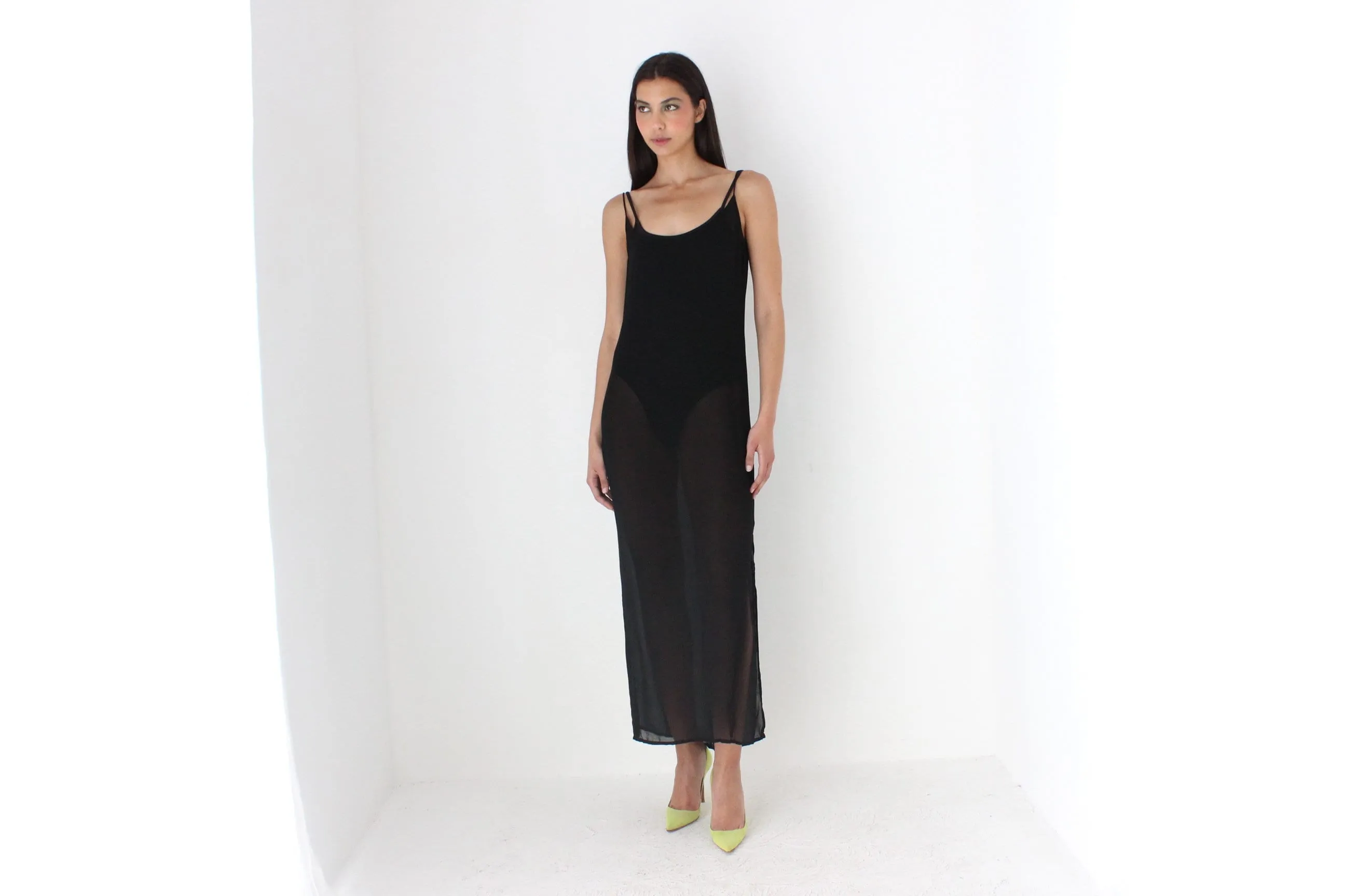 90s Gianfranco Ferre Relaxed Gauze Slip Dress