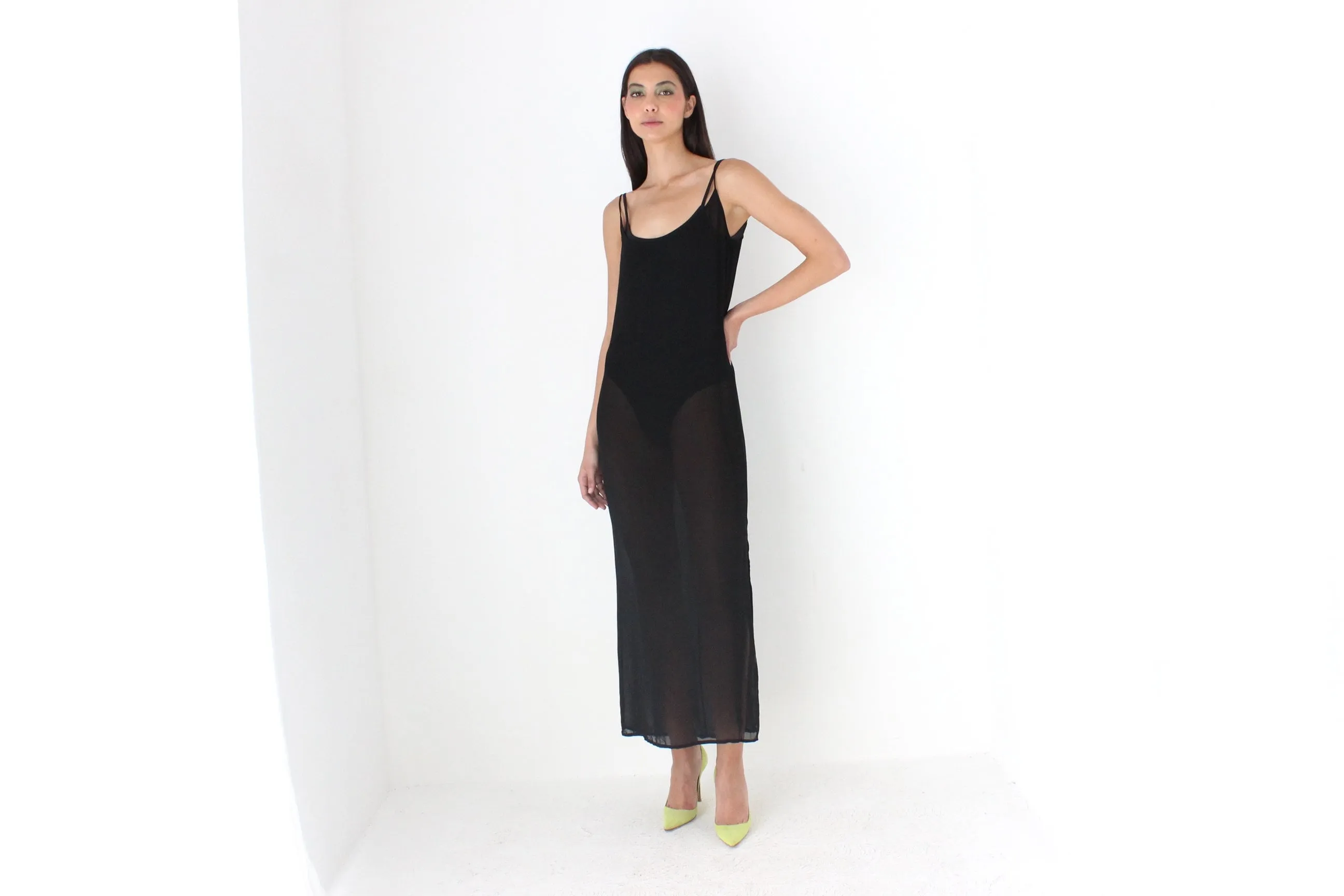 90s Gianfranco Ferre Relaxed Gauze Slip Dress