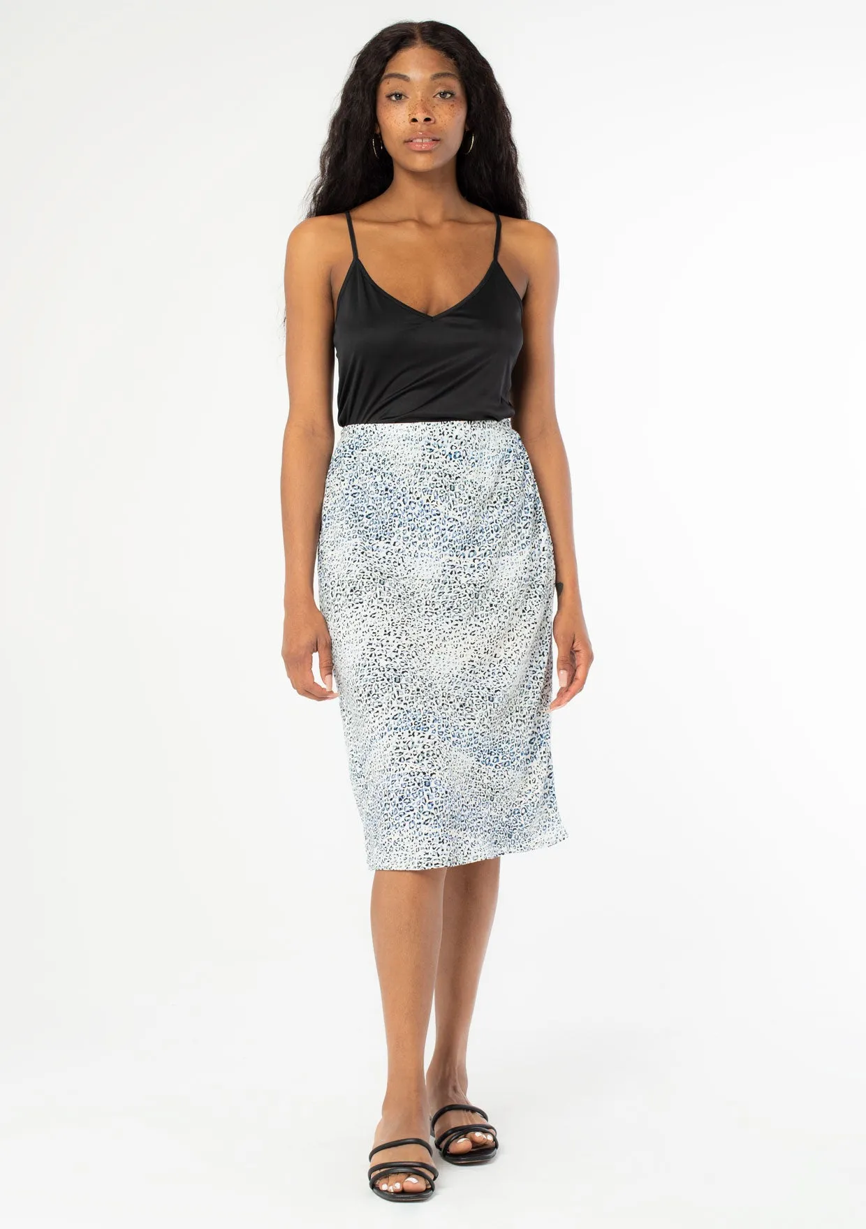 Abstract Leopard Print Midi Skirt