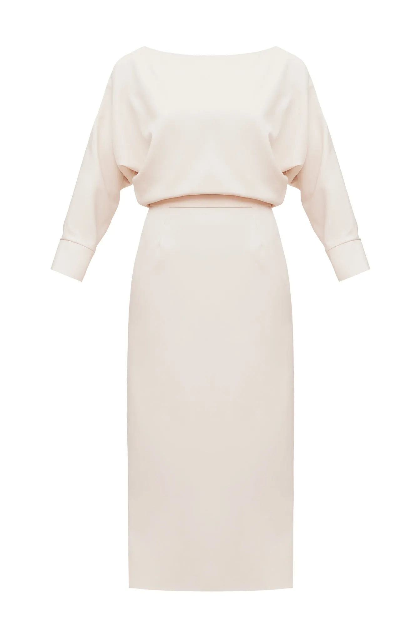 AGALIA cream off-the-shoulder midi dress