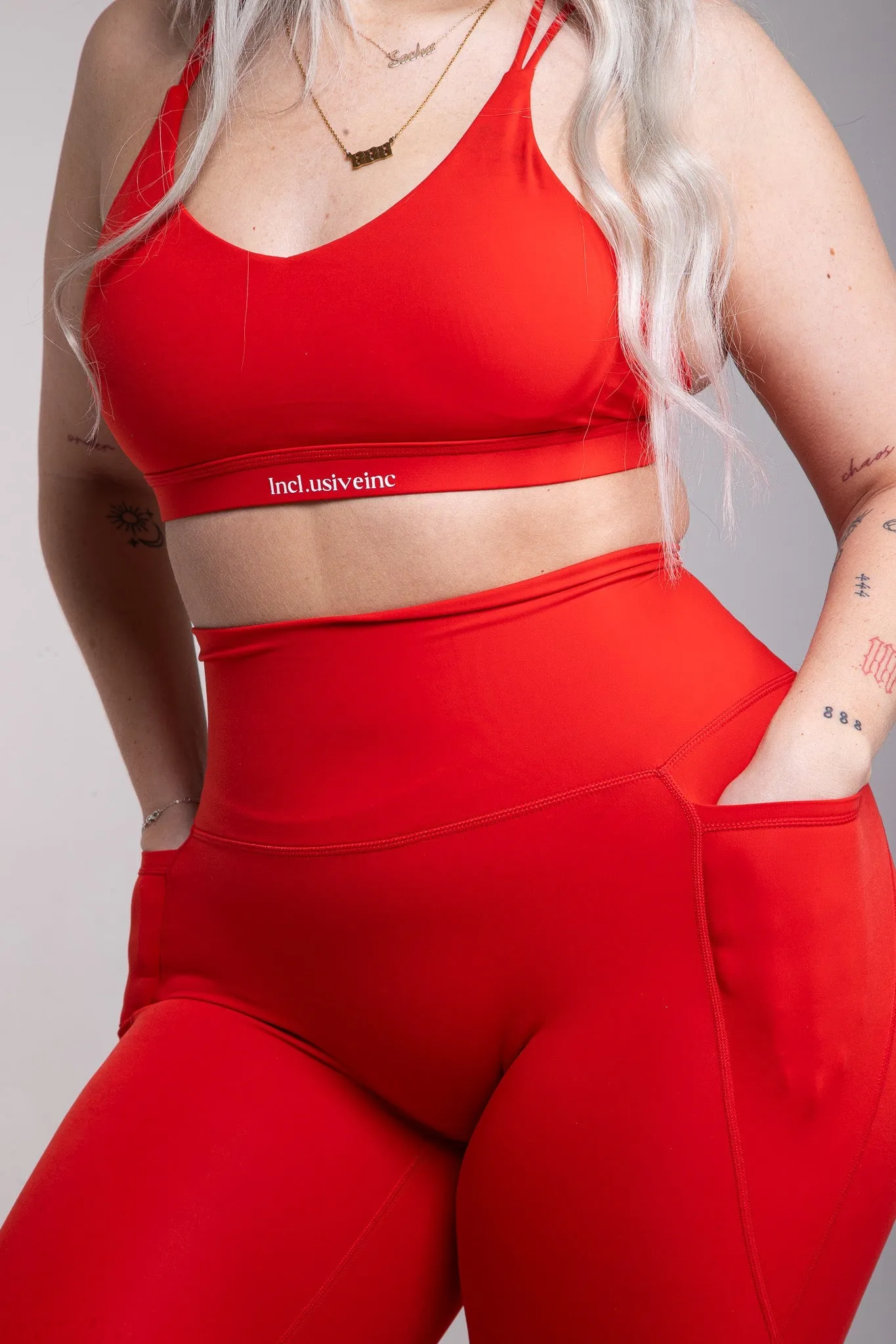 All-Lift Red training Leggings with Pockets