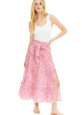 Allison Chase Midi Skirt- Pink Palms