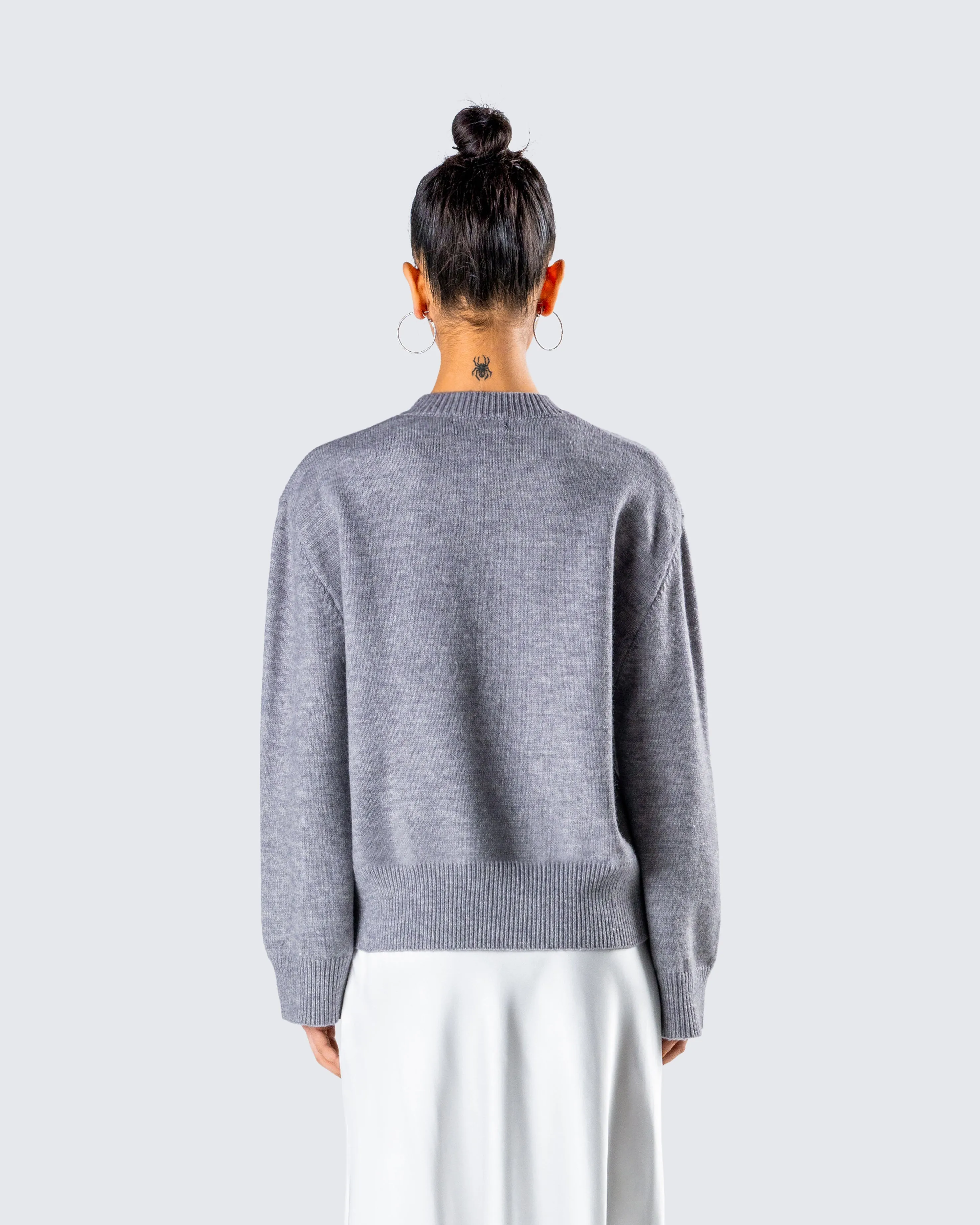 Angela Grey Sweater Knit Top