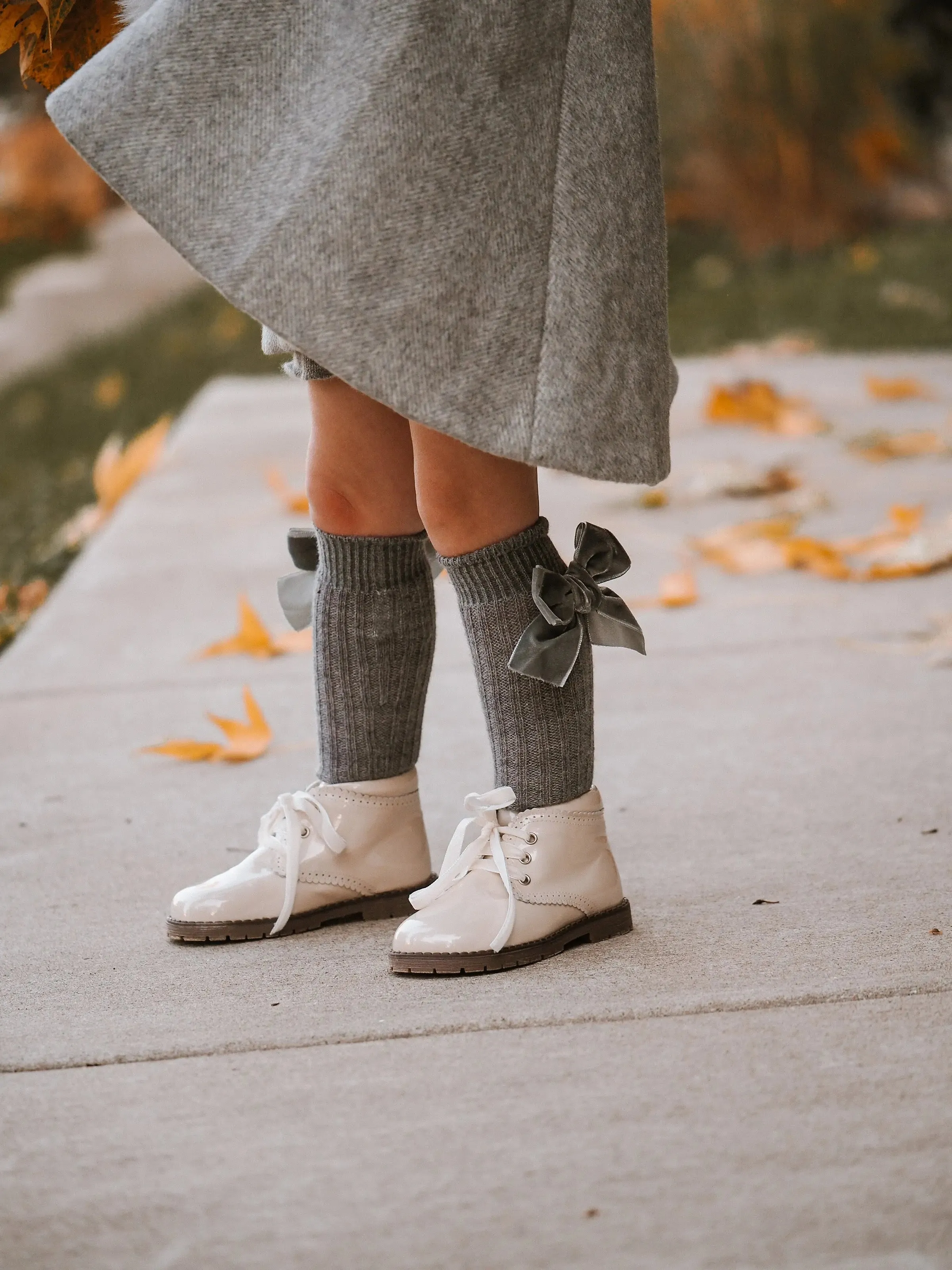 Angelina- Ivory Patent Leather Boots