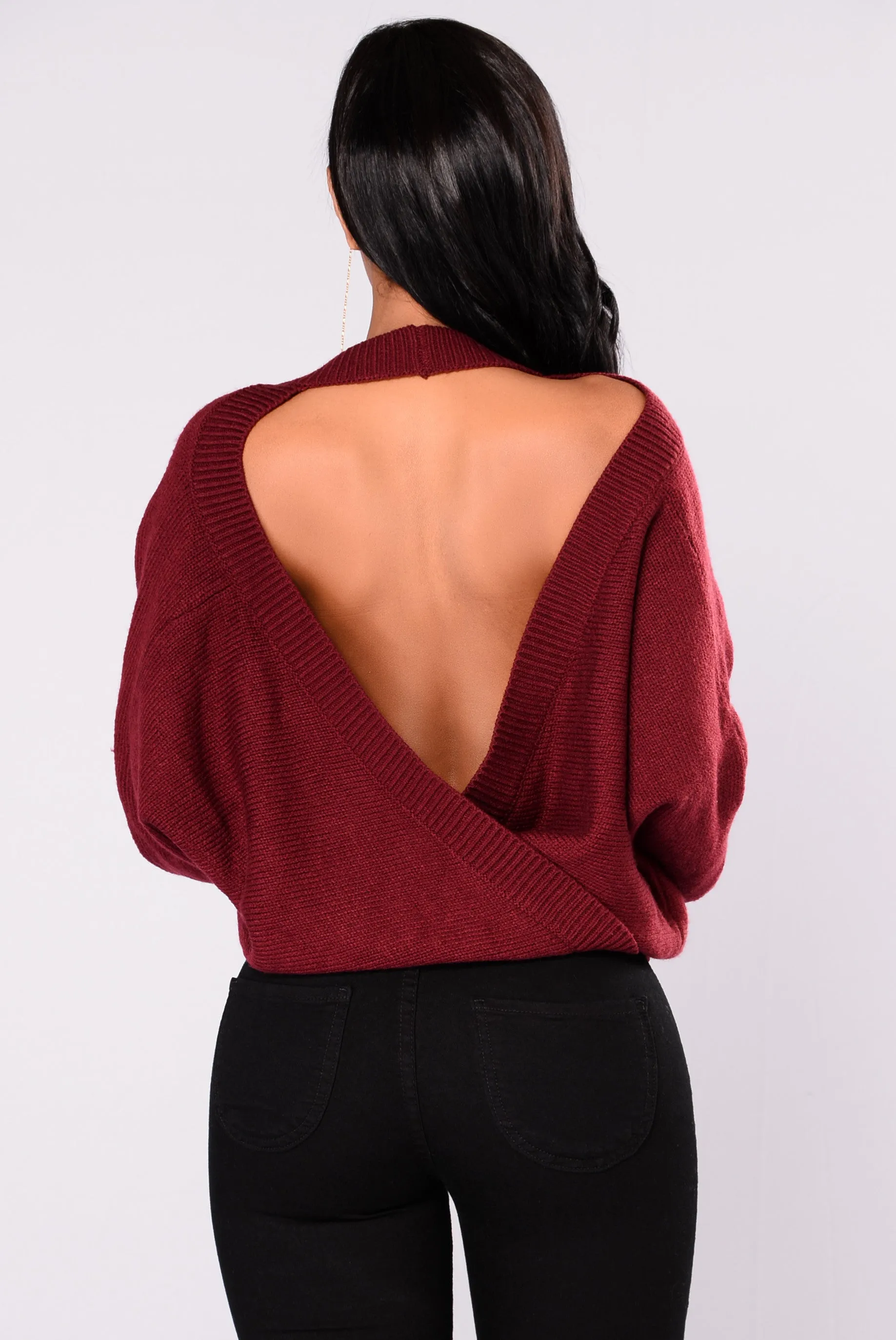 Anne Marie Sweater Top - Burgundy