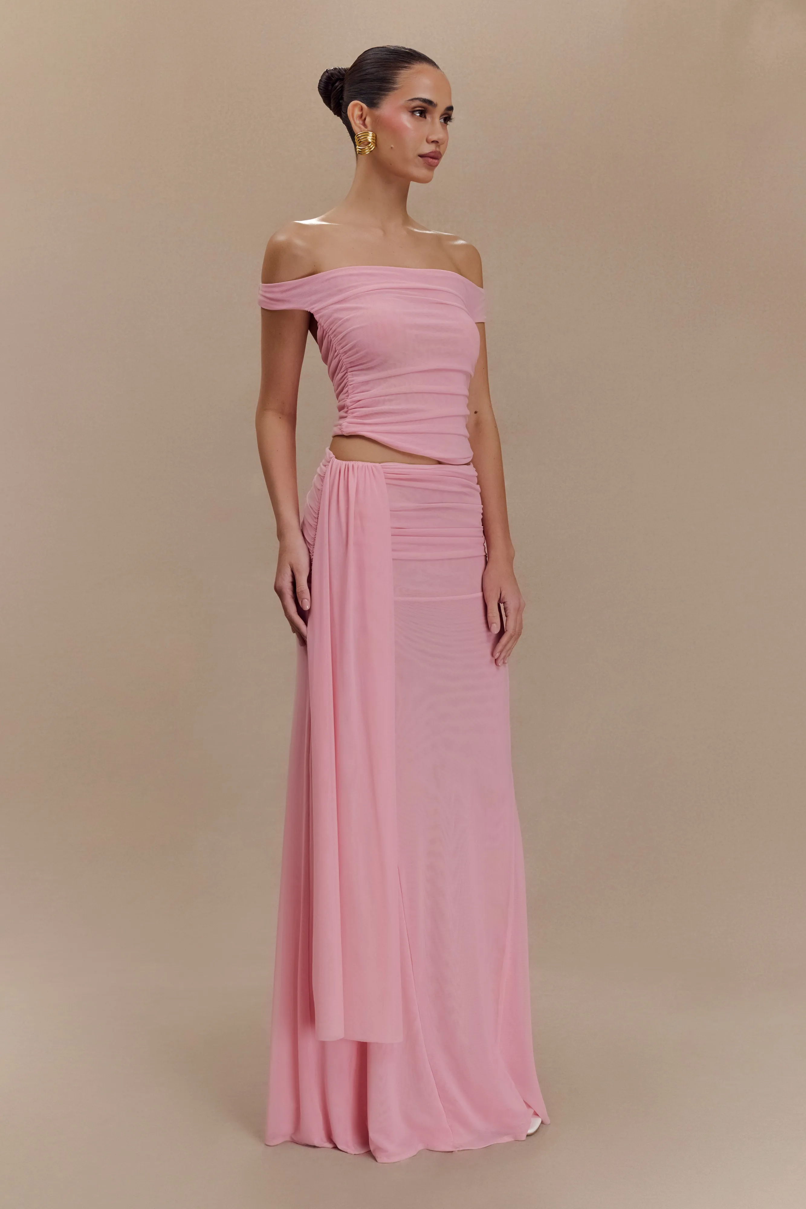 Arna Mesh Maxi Skirt - Candy Pink