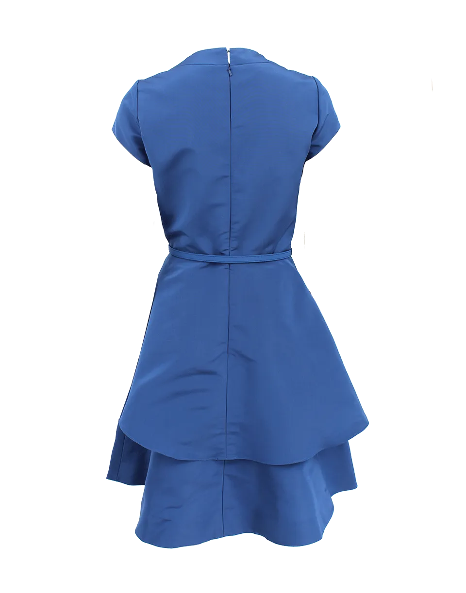 Asymmetric Belted A-Line Dress