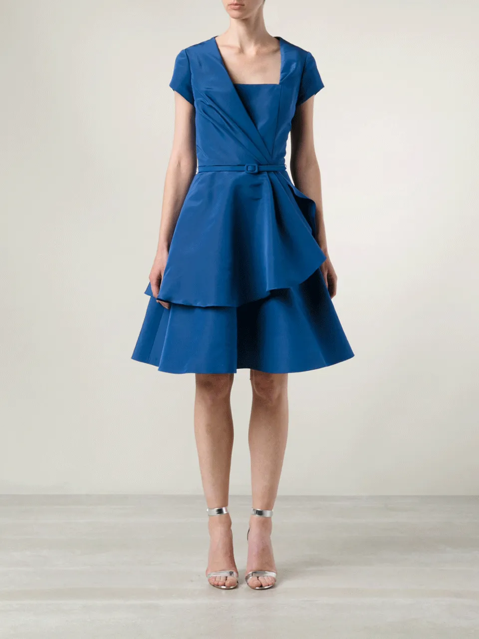 Asymmetric Belted A-Line Dress