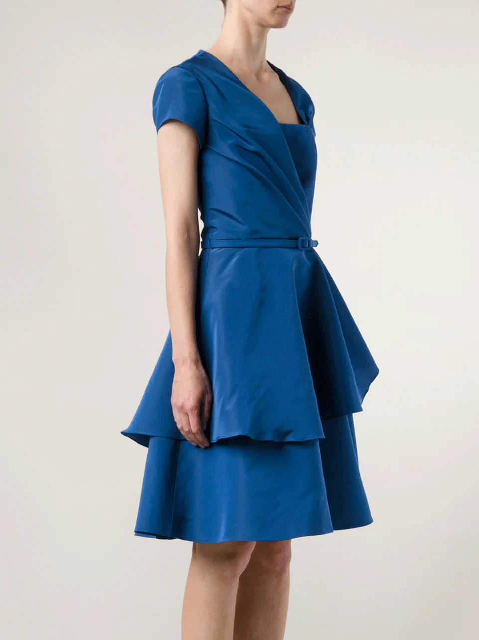 Asymmetric Belted A-Line Dress