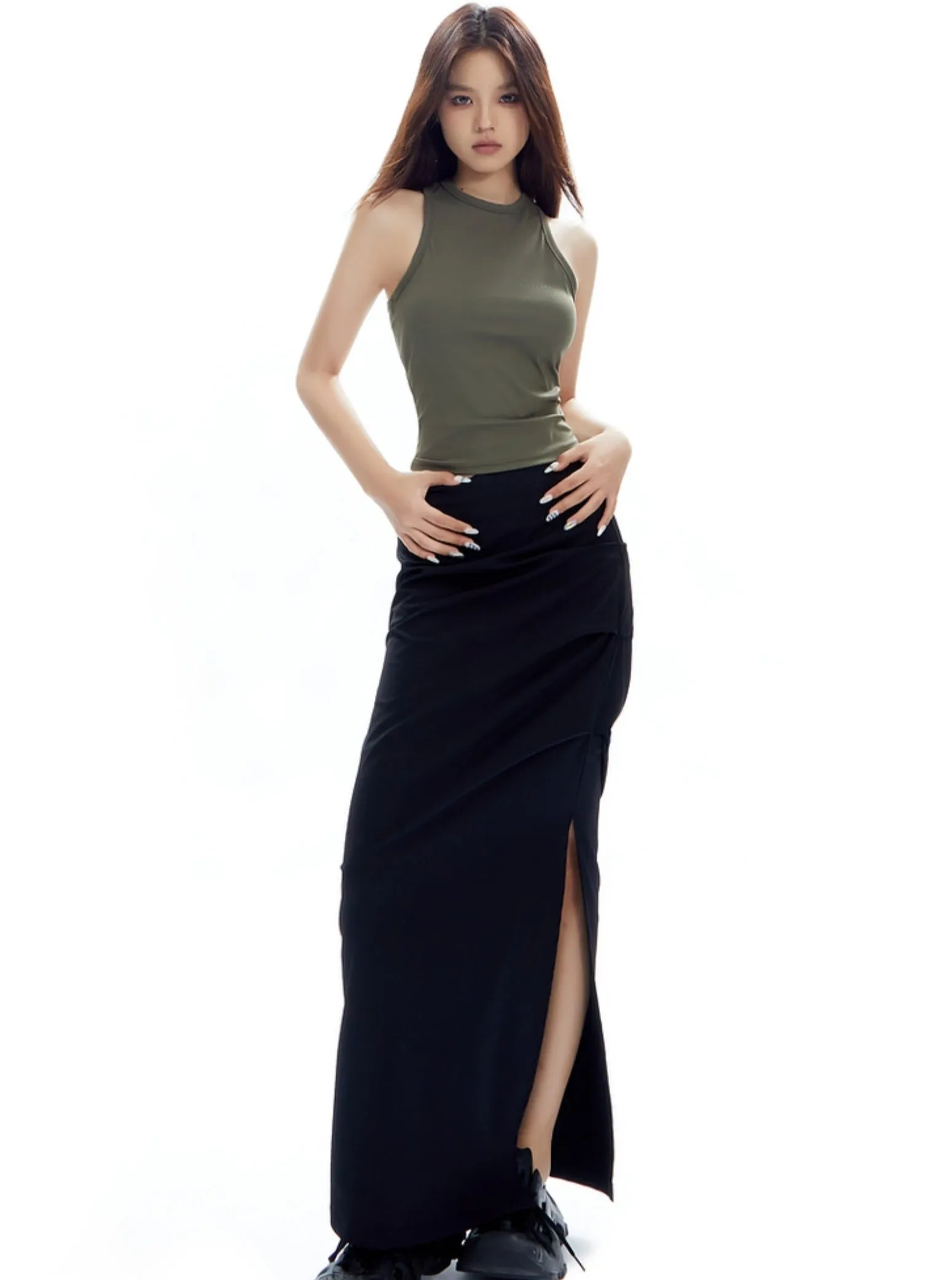 Asymmetrical Layered Maxi Skirt