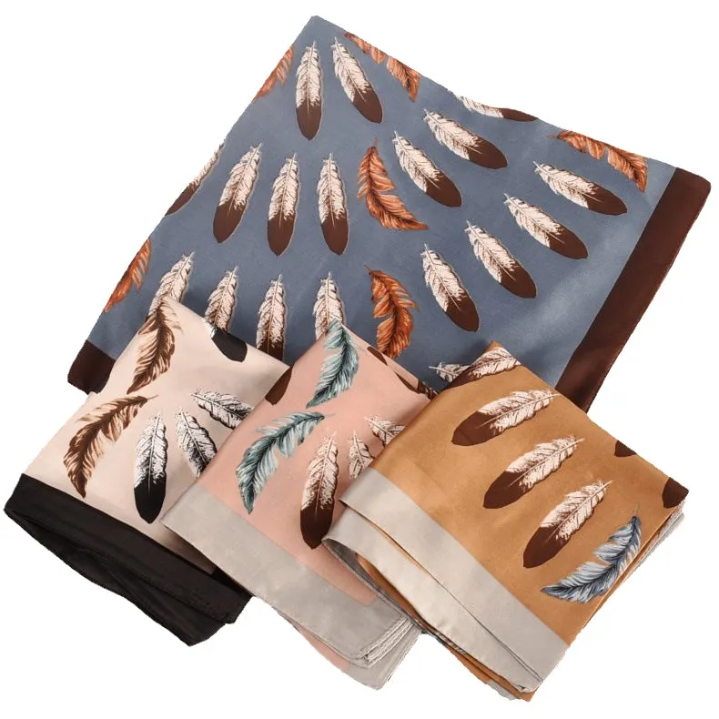 Autumn and winter new Korean version 70 small squares fashion feather pattern scarf women