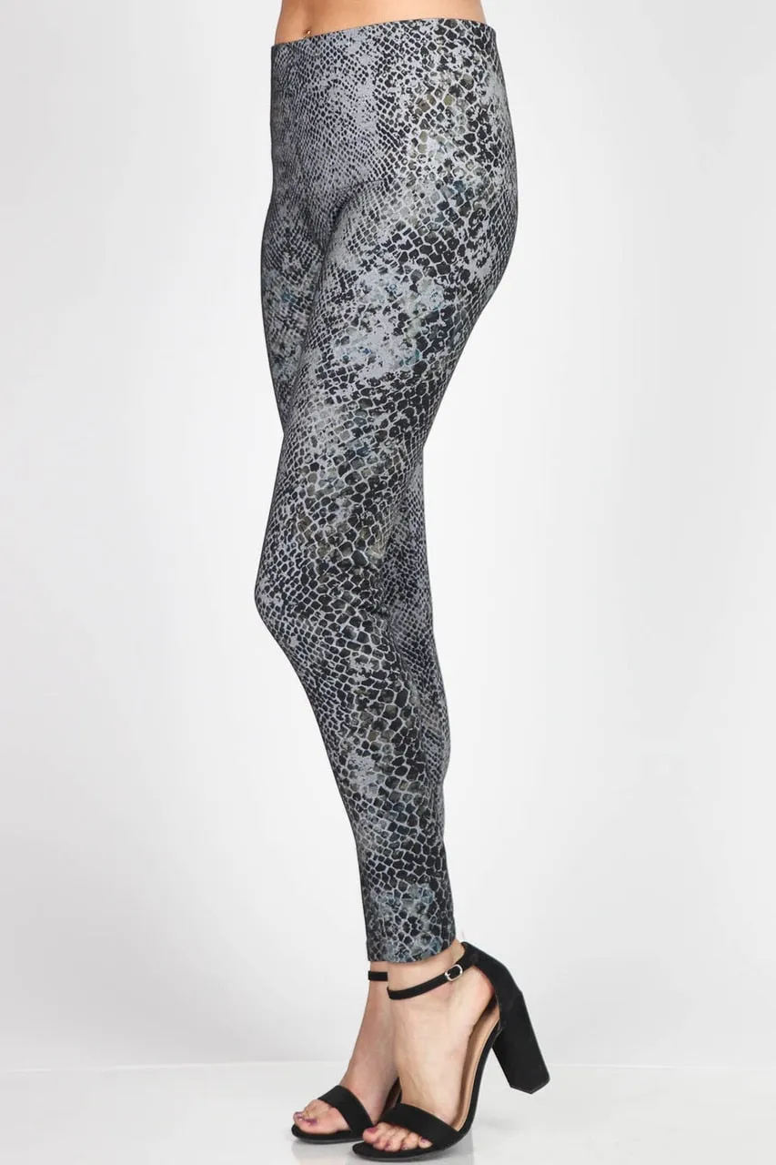 B4342P High Waist Full Length Legging Hypnotic Snakeskin