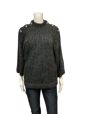 BA&SH Women's Sweater Grey Wool Mohair Jeweled Size: S