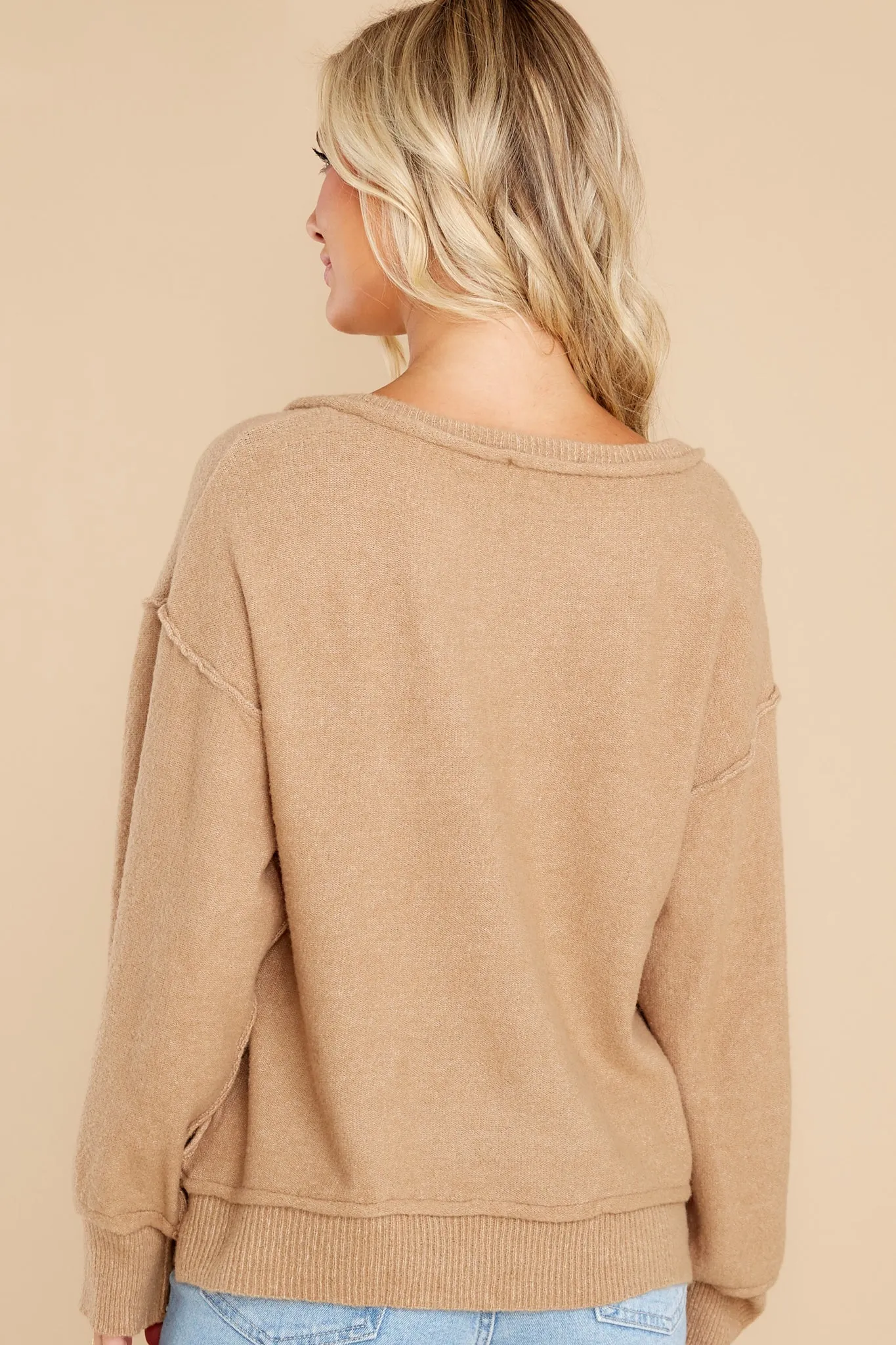 Back At The Start Camel Sweater