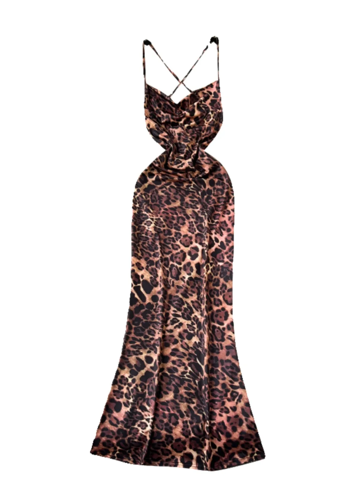 Backless Leopard Printed Slip Dress