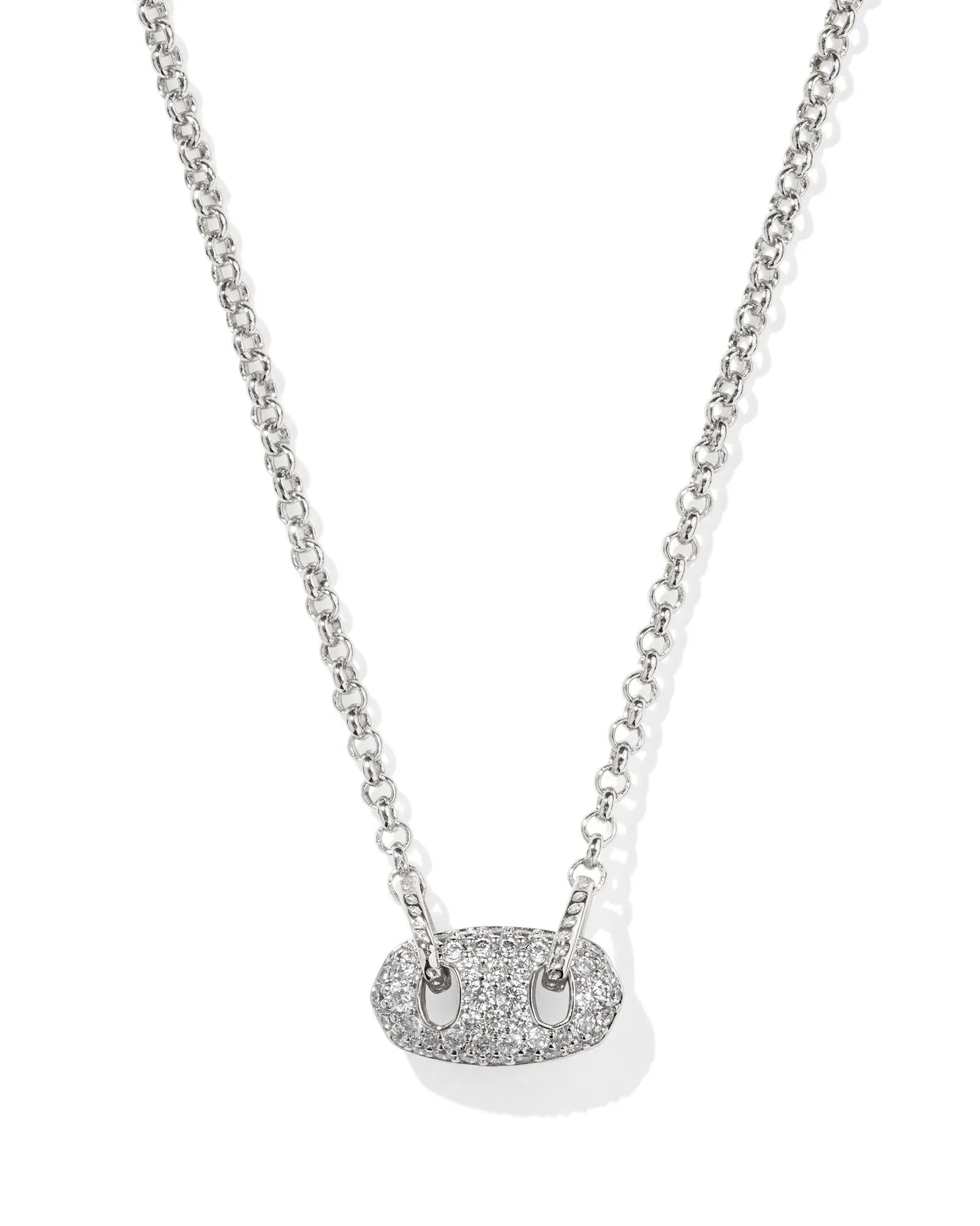 Bailey Pave Pendant Necklace in Silver White Crystal