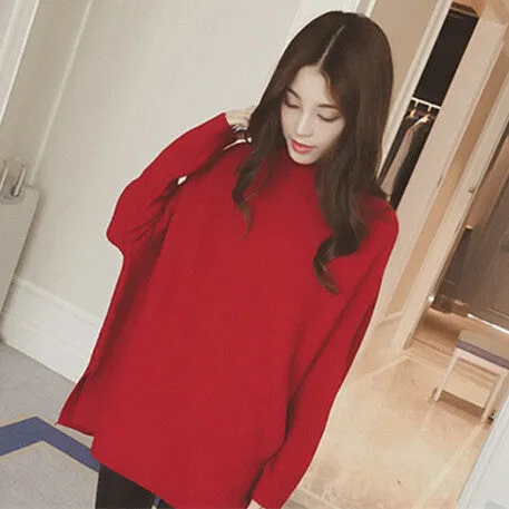 Batwing Sleeve Cloak Loose Knitting Long Sweater