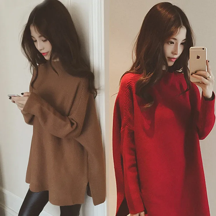 Batwing Sleeve Cloak Loose Knitting Long Sweater