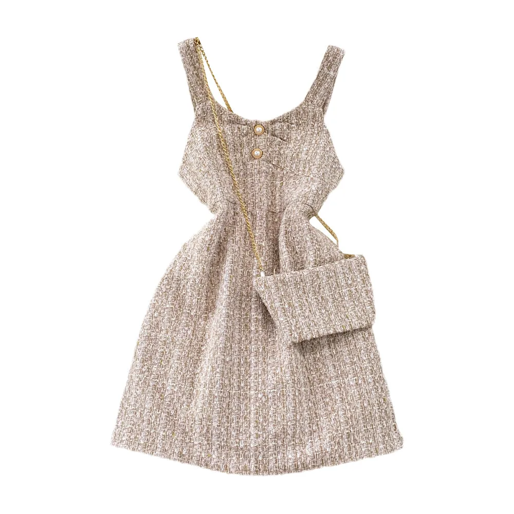 Beaded Tweed A-line Slip Dress