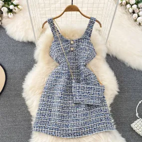 Beaded Tweed A-line Slip Dress