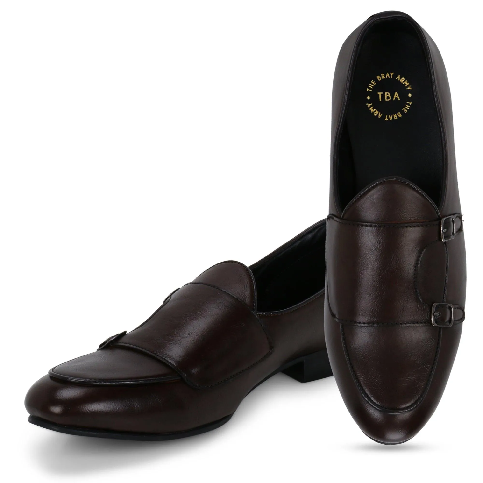 Bello Brown Double Monk Loafers