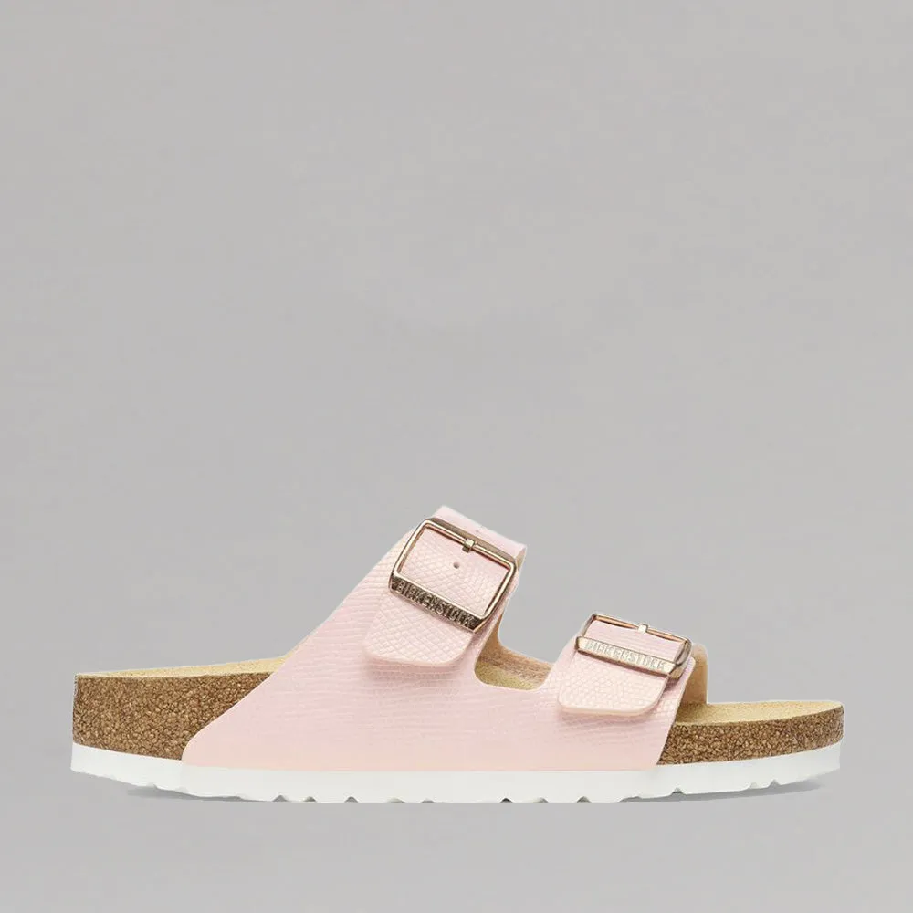 BIRKENSTOCK ARIZONA SHINY LIGHT ROSE EMBOSSED SANDAL