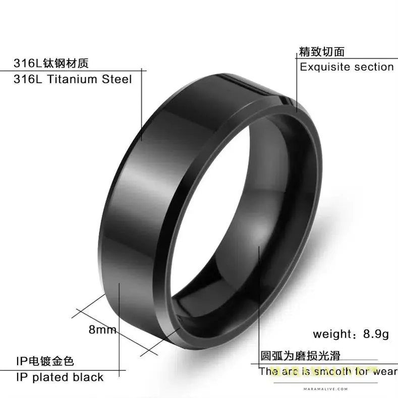 Black and White Blue Gold Men's Elegant Jewelry Ring