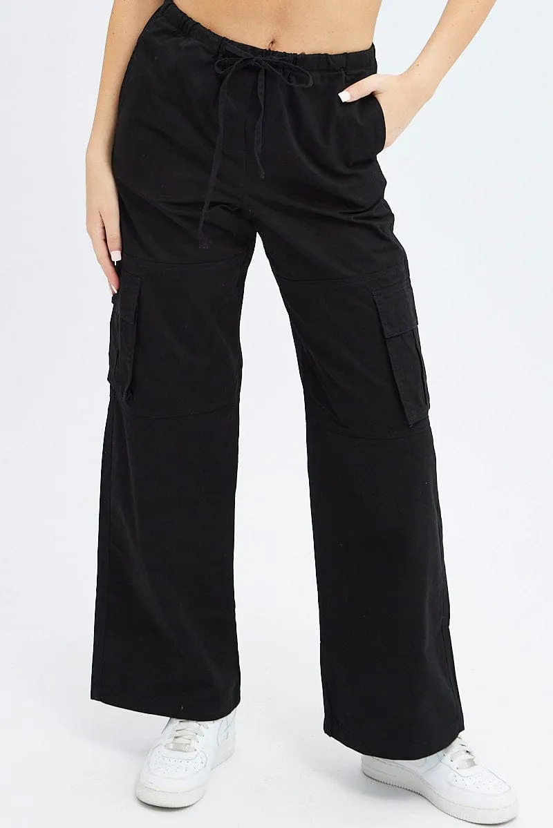 Black Cargo Pants Wide Leg