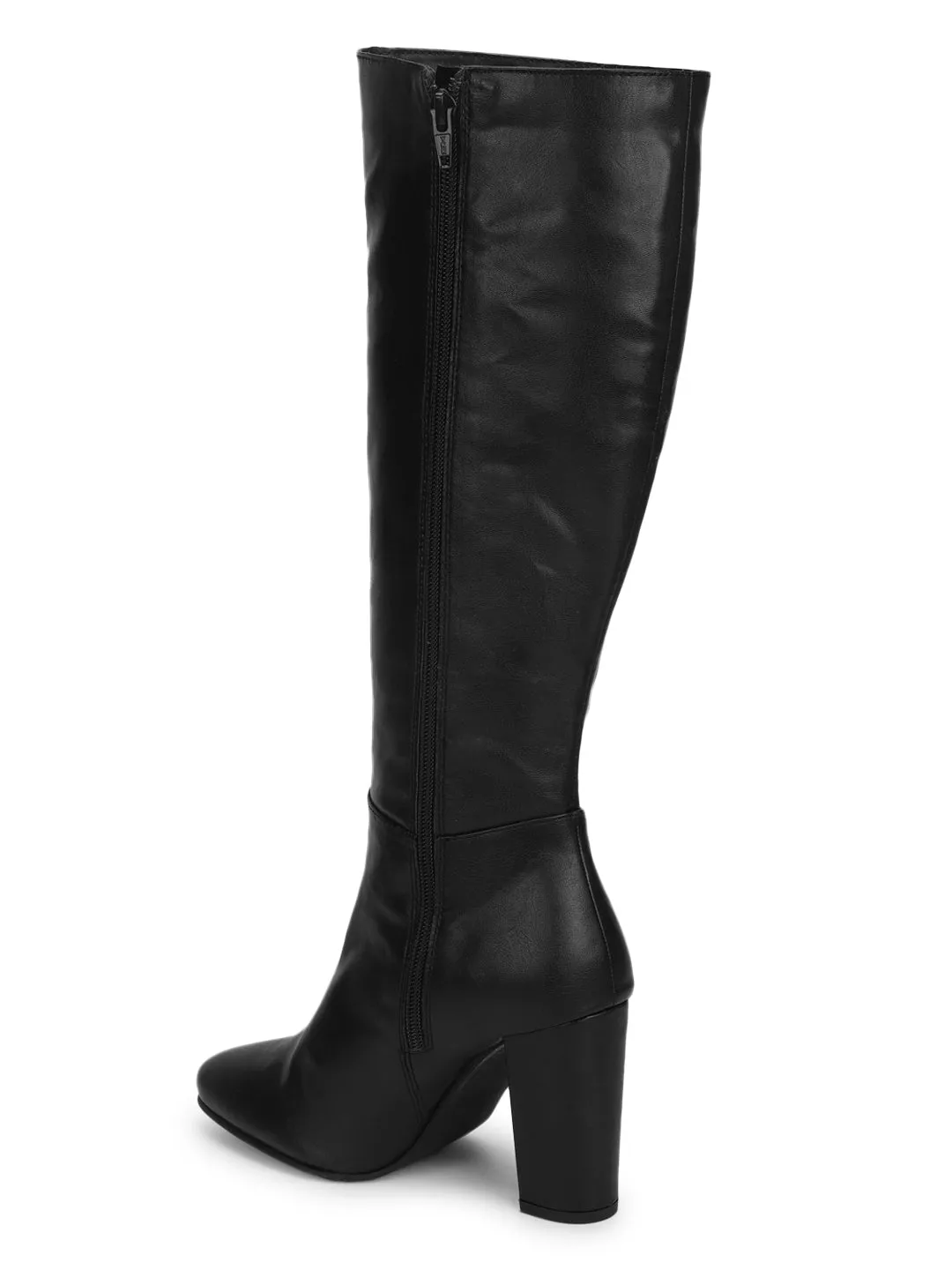 Black PU Block Heel Knee High Boots (TC-ST-1178-BLKPU)