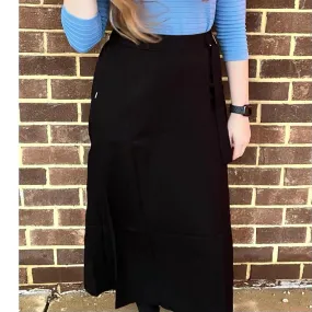 Black Wrap Casual Midi Skirt