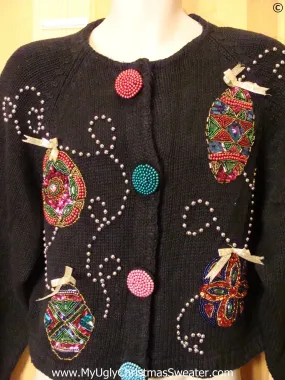 Bling 80s Christmas Sweater with Ornaments