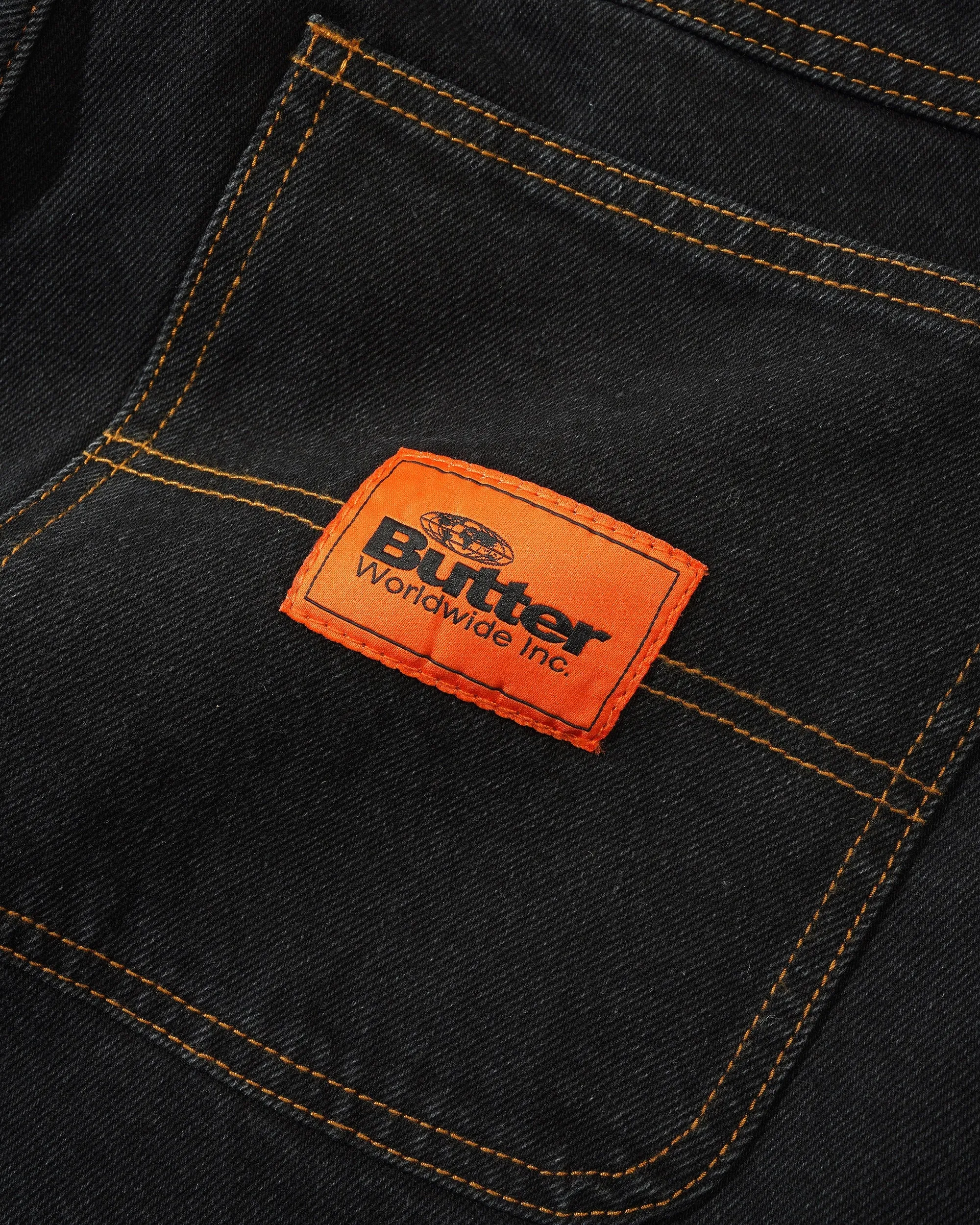 Butter Goods Santosuosso Denim Jeans - Washed Black (Orange Embroidery)