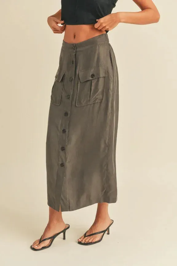 BUTTONDOWN MIDI CARGO SKIRT