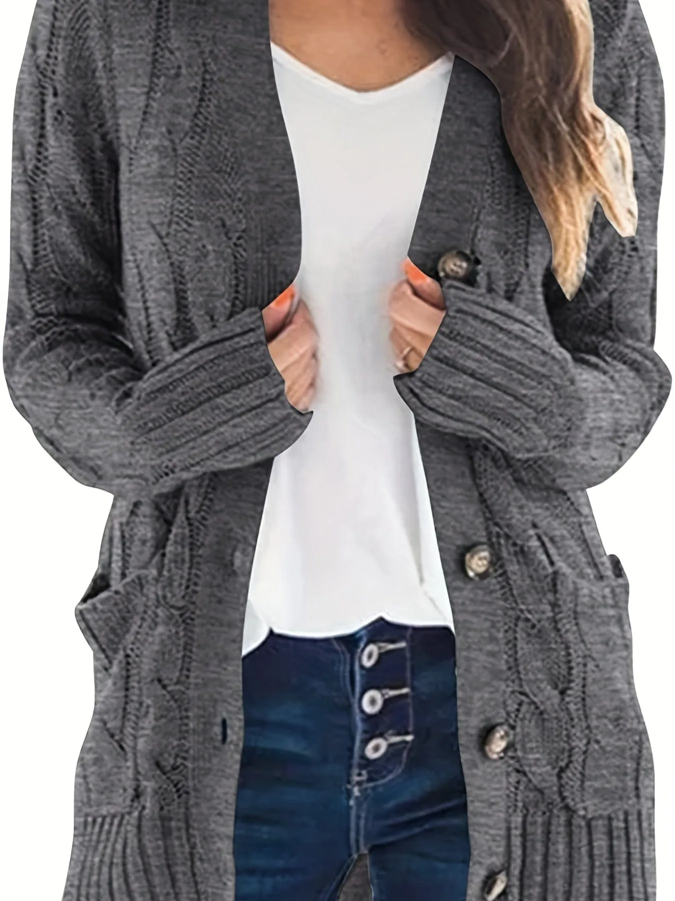 Cable Knit Long Cardigan