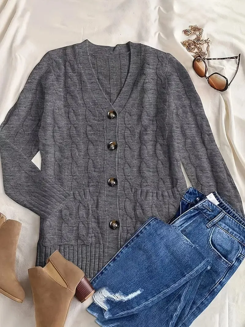 Cable Knit Long Cardigan