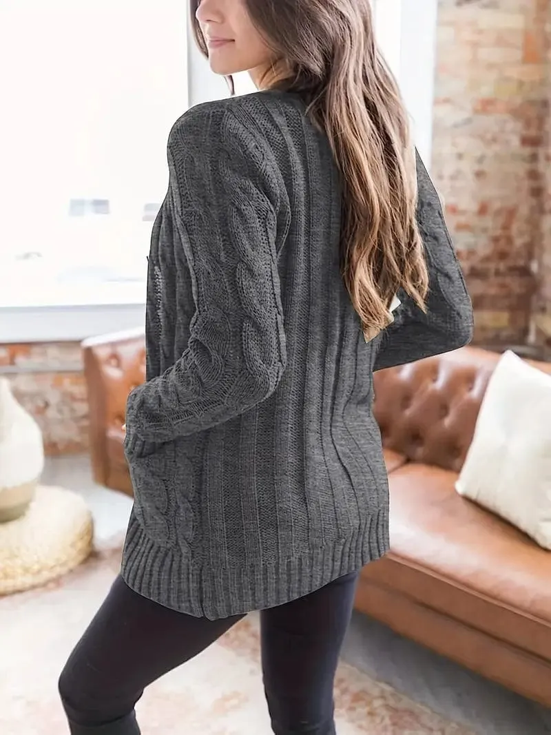 Cable Knit Long Cardigan