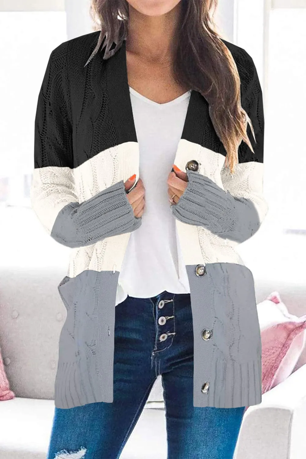 Cable Knit Long Cardigan