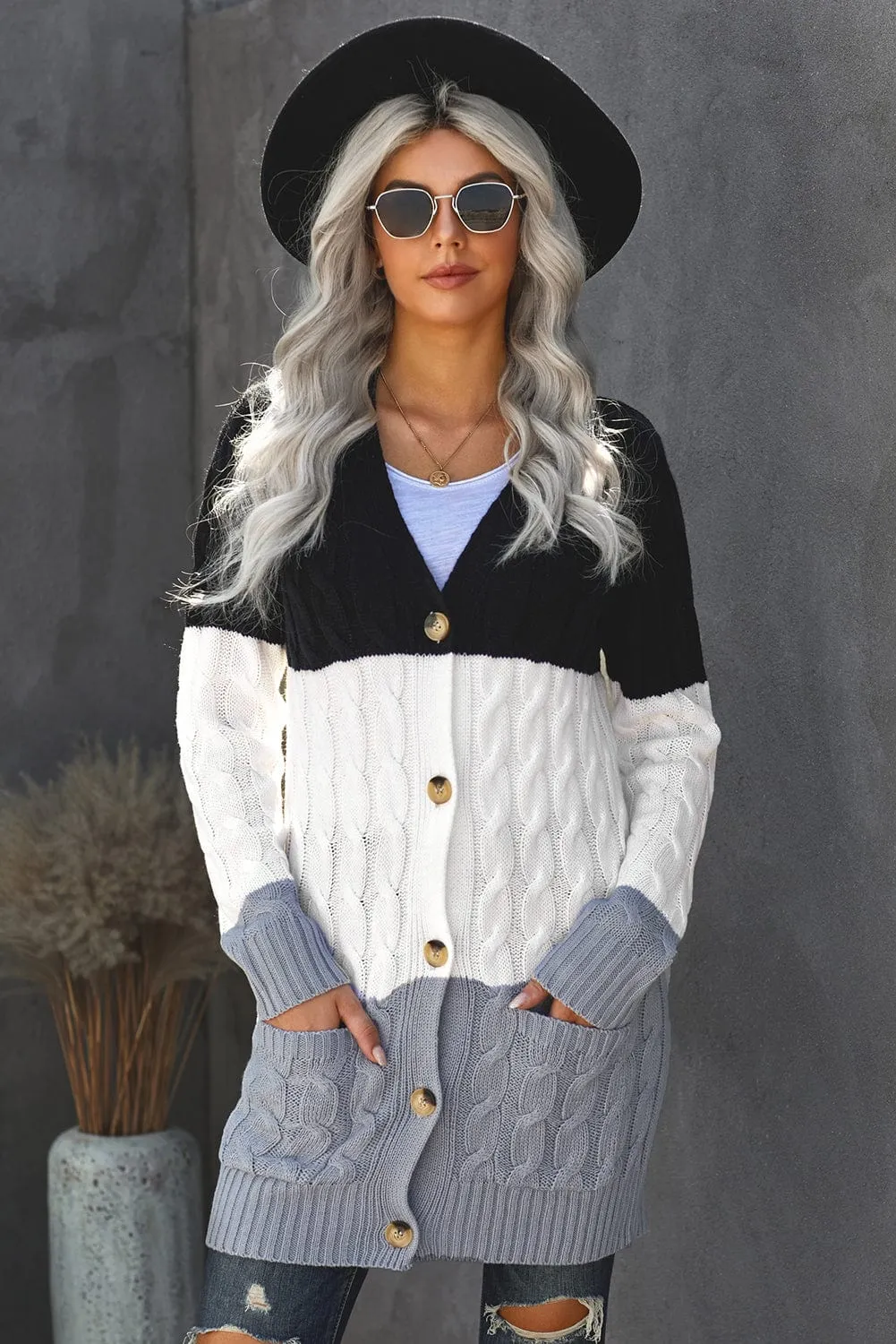 Cable Knit Long Cardigan