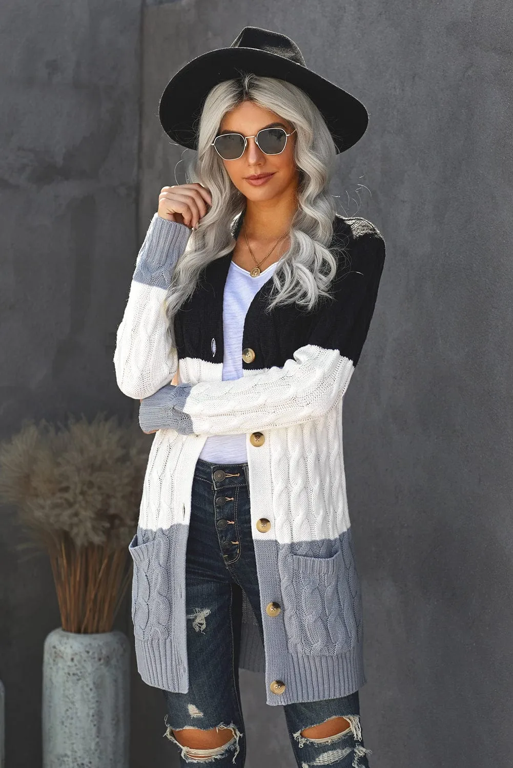 Cable Knit Long Cardigan